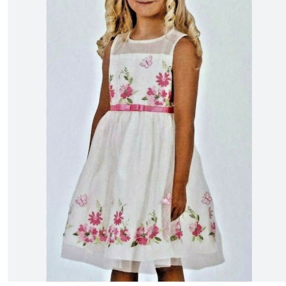 Jona Michelle Girls Fancy dress in white Floral Formal Dress NWT sz 6 - Picture 1 of 10